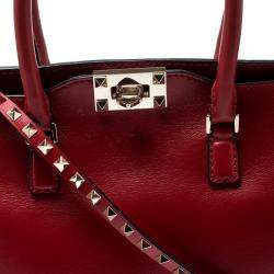 Pre Owned Valentino Rosso V. Leather Rockstud Tote