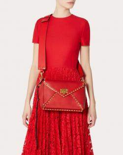 Pre Owned Valentino Rouge Pur Smooth Leather Rockstud Hype Shoulder Bag