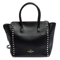 Pre Owned Valentino Black Leather Rockstud Tote