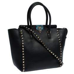 Pre Owned Valentino Black Leather Rockstud Tote