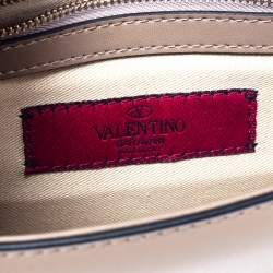 Pre Owned Valentino Beige Leather Rockstud Small Glam Lock Shoulder Bag