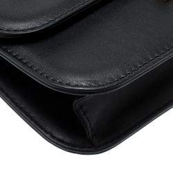Pre Owned Valentino Black Leather Large Glam Lock Chain Shoulder Bag