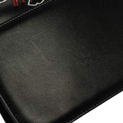 Pre Owned Valentino Black Rockstud Crystal Embellished Leather Medium Glam Lock Flap Bag