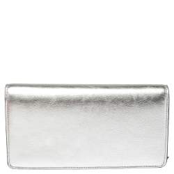 Valentino Silver Leather VSLING WOC Clutch Bag