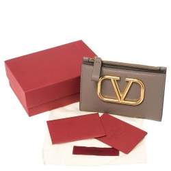 Valentino Clay Leather VLOGO Card and Coin Purse