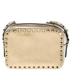 Valentino Dark Gold/Sahara Leather Small Rockstud Crossbody Bag