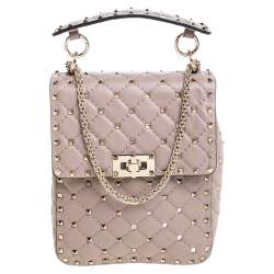 Valentino Poudre Leather Medium Rockstud Spike Vertical Chain Bag