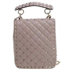 Valentino Poudre Leather Medium Rockstud Spike Vertical Chain Bag