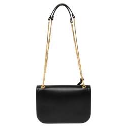 Valentino Black/Red Leather Small VLOCK Chain Shoulder Bag