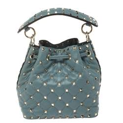 Pre Owned Valentino Amadeus Quilted Leather Small Rockstud Spike Bucket Bag