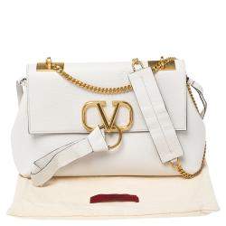 Pre Owned Valentino White Leather Vring Shoulder Bag