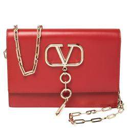 Pre Owned Valentino Rouge Leather Small Vcase Shoulder Bag