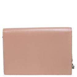 Pre Owned Valentino Rose Canelle Leather Small VCASE With Swarovski Crystals Logo Shoulder Bag