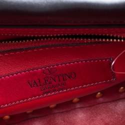 Pre Owned Valentino Black/White Quilted Leather Medium Rockstud Spike Shoulder Bag