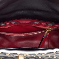 Pre Owned Valentino Black/White Quilted Leather Medium Rockstud Spike Shoulder Bag