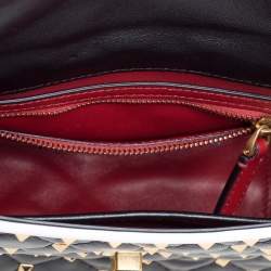 Pre Owned Valentino Black/White Quilted Leather Medium Rockstud Spike Shoulder Bag