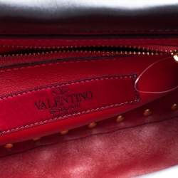 Pre Owned Valentino Black/White Quilted Leather Medium Rockstud Spike Shoulder Bag