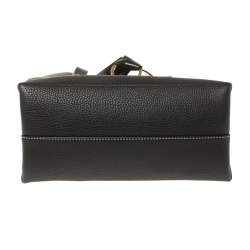 Pre Owned Valentino Black Pebbled Leather E/W VRING Tote