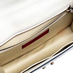 Pre Owned Valentino Neon Pink/White Leather Rockstud Medium Glam Lock Flap Bag