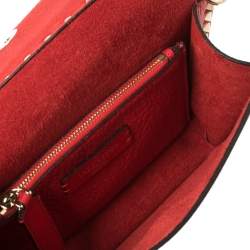 Pre Owned Valentino Red Leather Small Rockstud Crossbody Bag