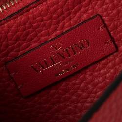 Pre Owned Valentino Red Leather Small Rockstud Crossbody Bag