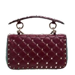 Pre Owned Valentino Multicolor Quilted Leather Embroidered Floral Patch Embellishments Small Rockstud Spike.It Chain Shoulder Bag