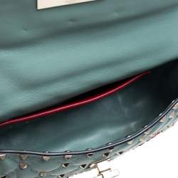 Pre Owned Valentino Multicolor Quilted Leather Embroidered Floral Patch Embellishments Small Rockstud Spike.It Chain Shoulder Bag