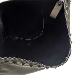 Pre Owned Valentino Military Green Nylon Rockstud Flat Clutch