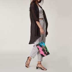 Pre Owned حقيبة كلتش فالنتينو جلد متعدد الألوان بنمط مموه روكستاد بحمالة معصم