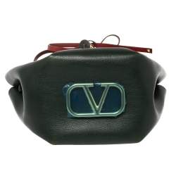 مملوكة مسبقًا Valentino Green Leather Medium VLOGO Bucket Bag