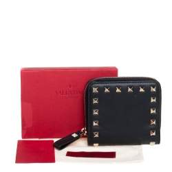 Pre Owned محفظة فالنتينو جلد أرسود روكستد بسحاب محيط