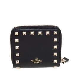 Pre Owned محفظة فالنتينو جلد أرسود روكستد بسحاب محيط