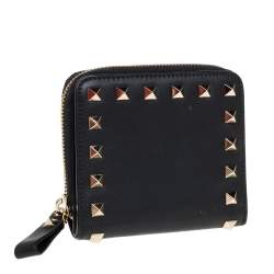 Pre Owned محفظة فالنتينو جلد أرسود روكستد بسحاب محيط