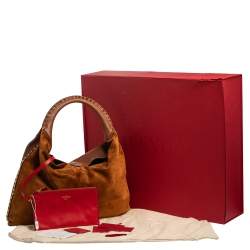 Pre Owned Valentino Brown Leather and Suede Rockstud Hobo