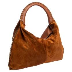 Pre Owned Valentino Brown Leather and Suede Rockstud Hobo