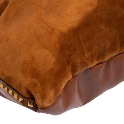 Pre Owned Valentino Brown Leather and Suede Rockstud Hobo