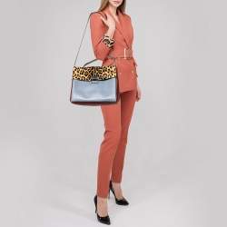 Pre Owned Valentino Multicolor Leather And Calf Hair Glam Lock Top Handle Bag
