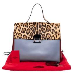 Pre Owned Valentino Multicolor Leather And Calf Hair Glam Lock Top Handle Bag