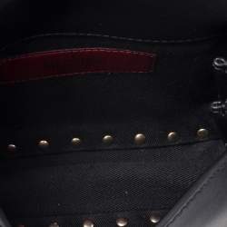 Pre Owned Valentino Black Leather Rockstud Flap Belt Bag