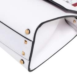 Pre Owned Valentino White Grained Leather Small VSLING Top Handle Bag