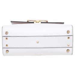 Pre Owned Valentino White Grained Leather Small VSLING Top Handle Bag
