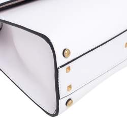 Pre Owned Valentino White Grained Leather Small VSLING Top Handle Bag