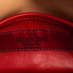 Pre Owned Valentino Beige Leather Rockstud Spike Top Handle Bag