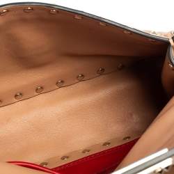 Pre Owned Valentino Beige Leather Rockstud Spike Top Handle Bag
