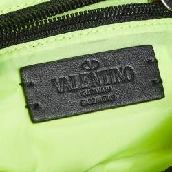 Pre Owned Valentino Green/Yellow Camouflage Printed Nylon Belt Bag