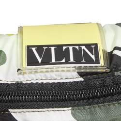 Pre Owned Valentino Green/Yellow Camouflage Printed Nylon Belt Bag