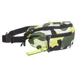Pre Owned Valentino Green/Yellow Camouflage Printed Nylon Belt Bag