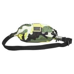 Pre Owned Valentino Green/Yellow Camouflage Printed Nylon Belt Bag