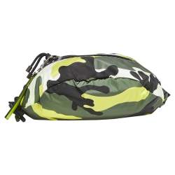 Pre Owned Valentino Green/Yellow Camouflage Printed Nylon Belt Bag