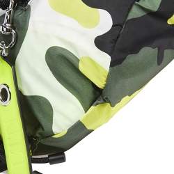 Pre Owned Valentino Green/Yellow Camouflage Printed Nylon Belt Bag